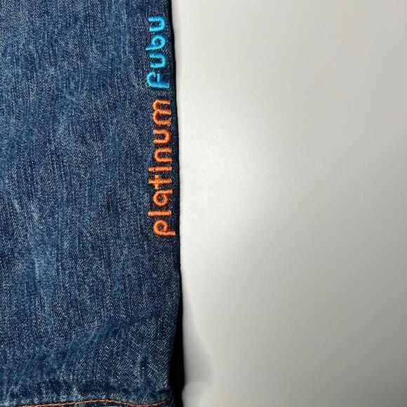Platinum FUBU Fat Albert Jeans W36 L32 Denim Embroidered Junkyard Hip Hop Y2K - Picture 9 of 15